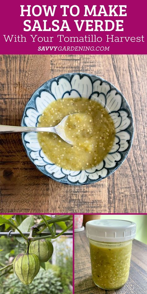 Make Salsa Verde with Your Tomatillo Harvest Growing Tomatillos, Make Salsa, Tomatoes Growing, Healthy Snack Recipe, Salsa Verde Recipe, Garden Tomatoes, Vegetable Harvest, How To Make Salsa, Foraged Food