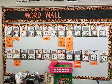 Leopard Classroom Theme, Leopard Classroom, Prek Classroom, Word Walls, Classroom Theme, Word Wall, Classroom Themes, Photo Wall, Leopard Print