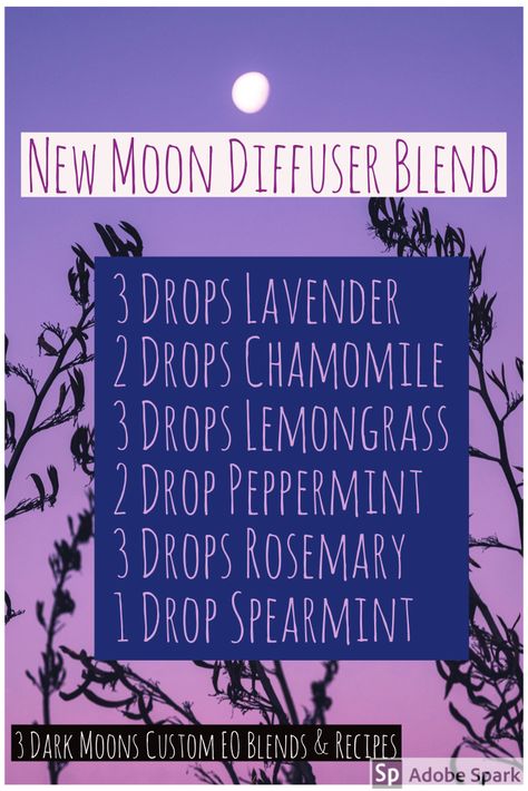 New Moon Recipes, New Moon Bath Recipe, Essential Oils For New Moon, New Moon Essential Oils, New Moon Diffuser Blend, Doterra Christmas, New Moon Oil, Harvest Moon Essential Oil Blend, Moon Goddess Essential Oil Blend