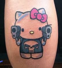 Punisher Tattoo, Hello Kitty Tattoo, Kitty Tattoo, Hello Kitty Tattoos, Cute Tats, Kitty Images, Tattoo Font, Celebrity Tattoos, Hello Kitty Collection