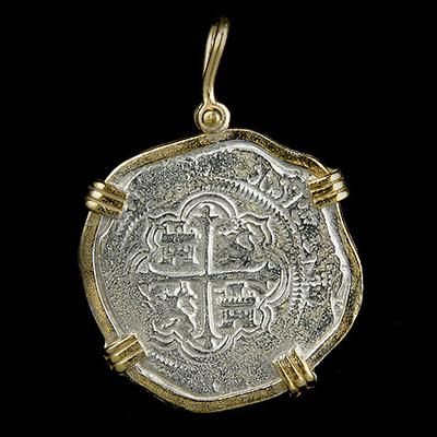 Spanish Treasure, Cut Coin Jewelry, Gold Dollar, Spanish Galleon, Sunken Treasure, Silver Ingot, Gold And Silver Coins, Gold Overlay, Coin Jewelry