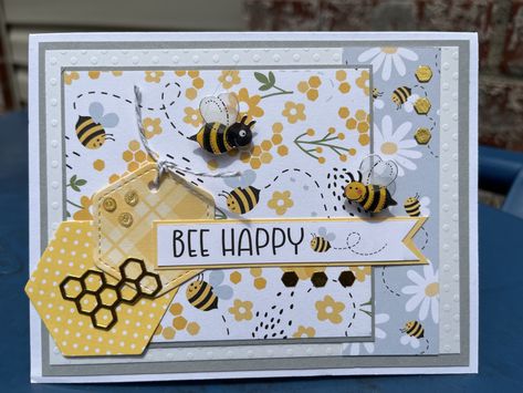 Bee happy Bee Quotes, King Bee, Happy Photos, Bee Cards, Echo Park, Bee Happy, Stamped Cards, Card Ideas, Stampin Up