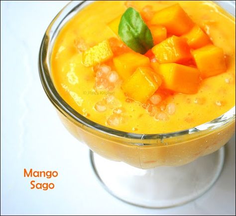 Easy mango sago recipe with condensed milk and sago. With step by step pictures for easy understanding! Mango Souffle, Mango Sago Recipe, Sago Pudding Recipe, Sago Pudding, Sago Recipes, Mango Desserts, Mango Sago, Recipe Mango, Kheer Recipe