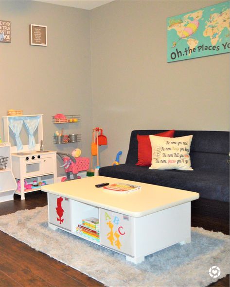 Futon In Playroom, Puppet Stand, Playroom Ideas, Old Love, Play Kitchen, Dr Seuss, Imaginative Play, Futon, 3rd Birthday