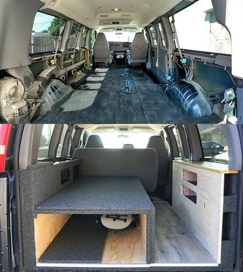 Van conversion in a chevy express Hyundai Iload Van Conversion, Chevy Express Van, Passenger Van Conversion, Chevy Express Van Conversion, Chevy Conversion Van, Minivan Camper Conversion, Travel Camper, Diy Campervan, Truck Bed Camping