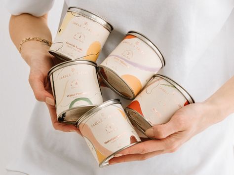 Tin Candle Packaging by Cansu Merdamert on Dribbble Candle Packaging Design, Candle Labels Design, Candle Label Template, Candle Images, Minimal Packaging, Bath Body Works Candles, Packaging Ideas Business, Candles Photography, Tin Candle