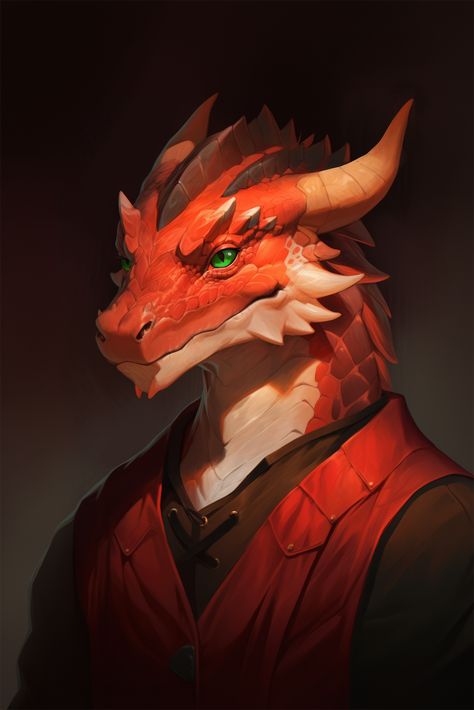 Red Dragonborn Art, Red Dragonborn Female, Red Dragonborn Dnd, Dnd Sorcerer Character Design, Dragon Born Character Design, Dragonborn Dnd Art, Dragonborn Character Design, Red Dragonborn, Dragonborn Art