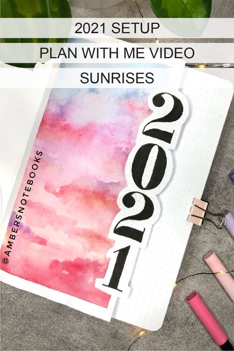 New Year Journal Cover, Bujo Year Cover Page, New Bujo Setup Ideas, Bujo Yearly Setup, 2023 Bujo Setup, Easy Bujo Themes, Sunset Bullet Journal, Bujo Front Page, 2023 Bujo Cover