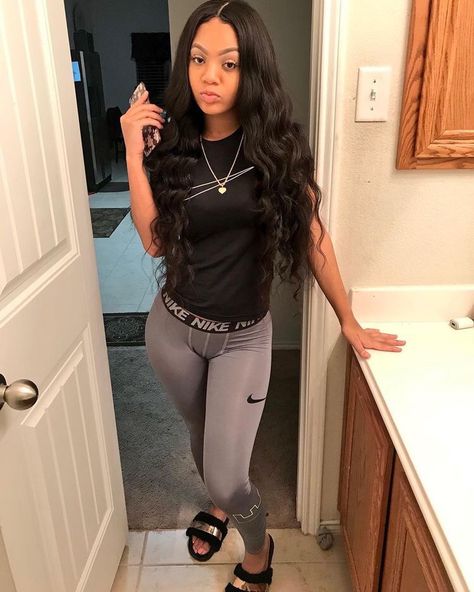 youtube: Zakia Chanell  pinterest: elchocolategirl instagram: elchocolategirl  (Subscribe and follow me loves❤️) Leggings Outfits Black Women, Nike Leggings Outfit, Brazilian Virgin Hair Body Wave, Brazilian Body Wave Hair, Nike Pro Leggings, Chill Fits, Brazilian Body Wave, Timberlands, Remy Human Hair Extensions