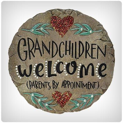 Grandchildren Welcome Garden Stone Stepping Stones For Grandma, Welcome To Nanas House Sign, Nanas Garden Signs, Round Stepping Stones, Decorative Stepping Stones, Personalized Garden Stones, Landscape Pavers, Stone Step, Garden Stepping Stones