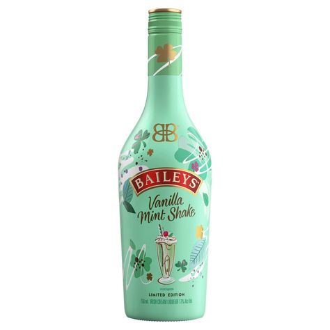 Baileys Vanilla Mint Shake, Baileys Vanilla Mint Recipes, Mint Liqueur Recipe, Baileys Vanilla Mint, Spiked Coffee, Mint Shake, Ice Cream Shake, Glass Wear, Shamrock Shake