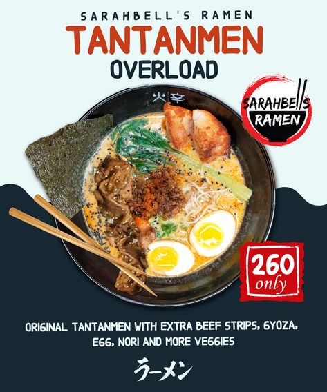 Tantanmen Ramen Poster Ramen Poster Design, Restaurant Signage Design, Tantanmen Ramen, Ramen Poster, Ramen Design, Restaurant Signage, Menu Lighting, Ramen Restaurant, Instant Ramen