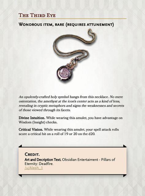 Dnd Magic Necklace, Rare Magic Items 5e, Dnd Magical Items Homebrew, Dnd Magic Jewelry, Warlock Magic Items 5e, Dnd Amulet Item, Dnd Amulet, Dnd 5e Magic Items, D&d Magic Items