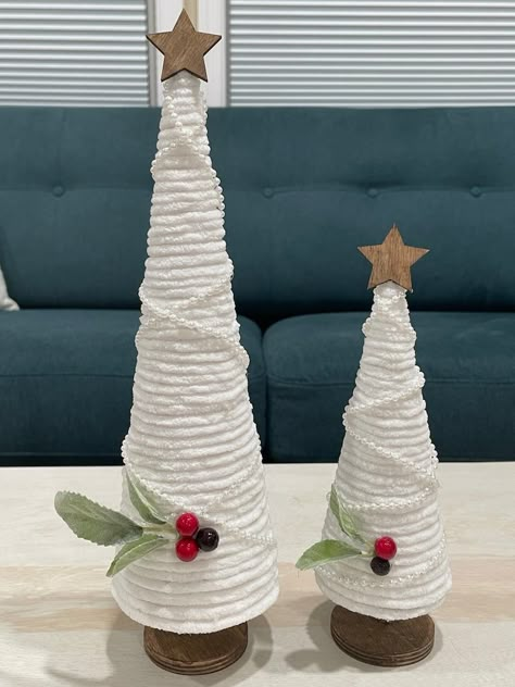 Red Trees, Yarn Trees, Christmas Cones, Cone Trees, Cone Christmas Trees, Christmas Tree Set, White Christmas Trees, Christmas Tree Crafts, Craft Decorations