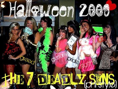 Halloween - The 7 Deadly Sins #halloween #costumes #college 7 Deadly Sins Outfits, Seven Deadly Sins Halloween Costume, 7 Deadly Sins Costumes, 7 Virtues, The 7 Deadly Sins, Costumes College, 7 Sins, Halloween Costumes Friends, 7 Deadly Sins