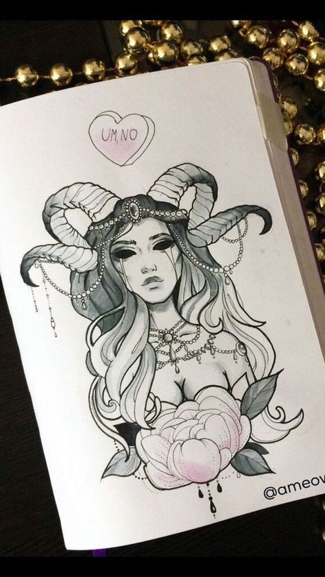 Capricorn Drawing, Aries Drawing, Aries Girl, Arte Doodle, Kunst Tattoos, Aries Tattoo, Canvas Diy, Jewerly Designs, Desenho Tattoo