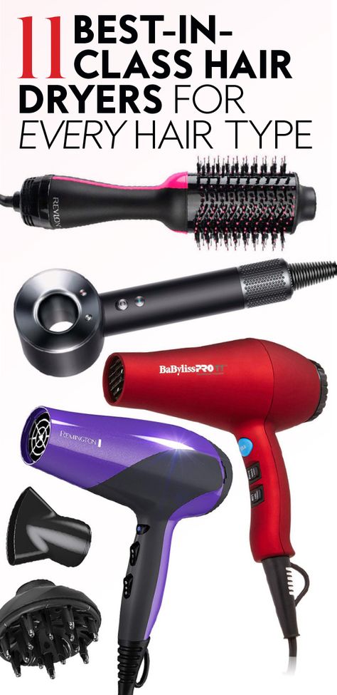 11 Best-in-Class Hair Dryers for Every Hair Type | We've got the guide to buying the best hair dryer for you whether you're looking for an option for travel or you're looking for a hairdryer brush. #hair #travel #hairtools Blow Dryers Best, How To Use A Hairdryer Brush, Best Blow Dryer For Curly Hair, Hair Dryers Best, Best Hair Dryer For Frizzy Hair, Best Hair Dryers Top 10, Best Hair Dryer For Fine Hair, Best Hair Dryer For Curly Hair, Best Hairdryers