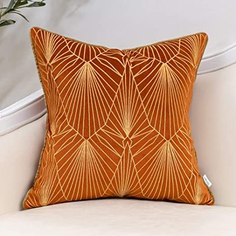 Sun Bedroom, Burnt Orange Throw Pillows, Midcentury Living Room, Jazz House, Burnt Orange Decor, Midcentury Living, Salon Aesthetic, Luxury Embroidery, Boho Bedroom Design