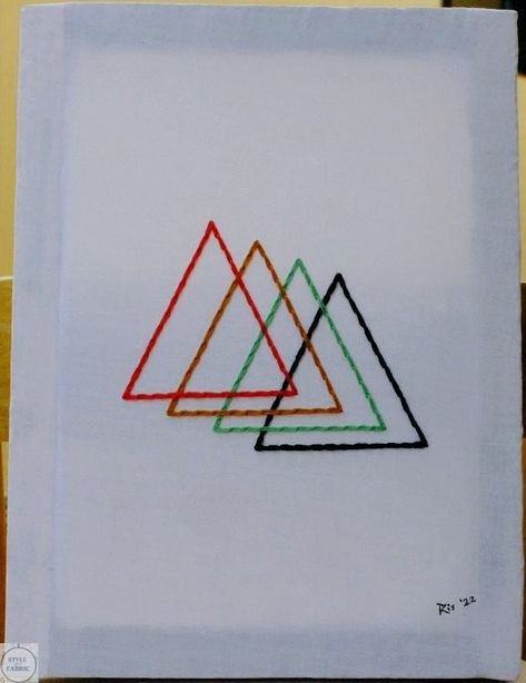 Isn't this just pleasant to the eye? Love how these colored triangles embroidery art (25×33cm) on canvas turned out 😁 Embroidery art available in beautiful colors and unique needle work for only 35,000 Tsh. 🧶🧵🖼 To get your own hand embroidered product, feel free to make your order for any desirable color, pattern or product. Karibuni Your fabric, your right to style! #Embroidery #EmbroideryArt #HandEmbroidery #Handmade #EmbroideryArtist #EmbroideryDesign #EmbroideryLove #Embroidery Needle Work, Embroidery Art, The Eye, Triangles, Triangle Tattoo, Hand Embroidered, Hand Embroidery, Needlework, Beautiful Colors