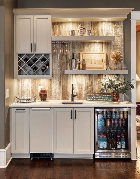 Mini Bar Area In Home, Wet Bar Ideas In Living Room Built Ins, Mini Bar Designs For Home, Home Wet Bar Ideas, Wet Bar Ideas In Living Room, Small Wet Bar Ideas, Kitchenette Bar, Small Wet Bar, Dry Bar Ideas