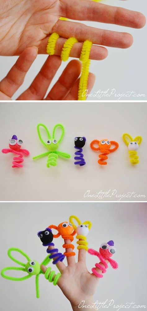 Easy Puppets To Make, Crafts Pipe Cleaners, Puppets For Kids To Make, Pipe Cleaner Crafts For Kids, Puppet Diy, Holidays Activities, Diy Halloween Crafts, Craft Pipe Cleaner, Babysitting Crafts