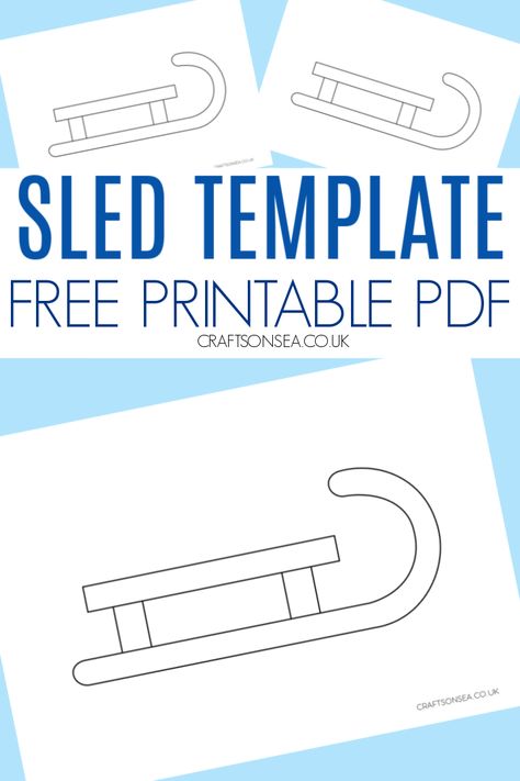 Sled Template: FREE Printable PDF How To Draw A Sled Easy, Sledding Crafts For Toddlers, Sled Template Free Printable, 10 On A Sled Activities, Sled Crafts For Toddlers, Ten On The Sled Craft Preschool, Ten On A Sled Activities Free Printable, Sled Craft Preschool, Sledding Crafts For Kids