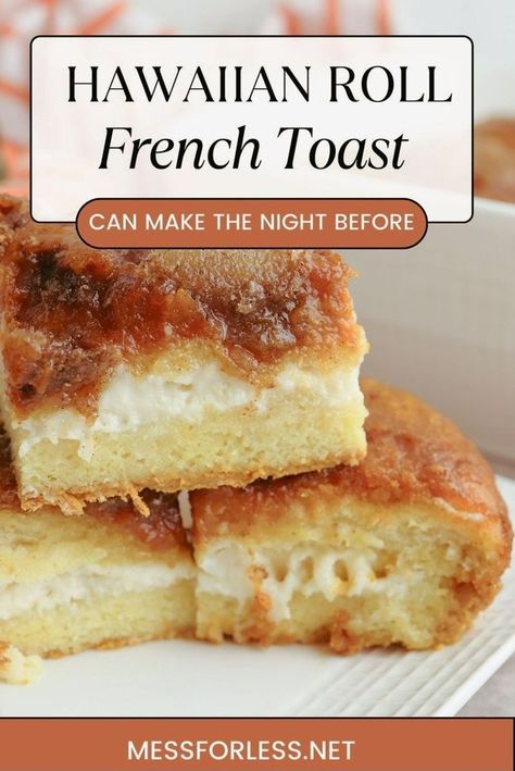 Combining Hawaiian rolls with a luscious pumpkin filling and a velvety cream cheese layer, this Hawaiian Roll French Toast is finished off with a deliciously sweet buttery topping. Food With Pumpkin, Hawaiian Roll French Toast, Basic French Toast, Soft Rolls, Pumpkin French Toast Casserole, Pumpkin Filling, Hawaiian Roll, Pumpkin French Toast, Pumpkin Custard