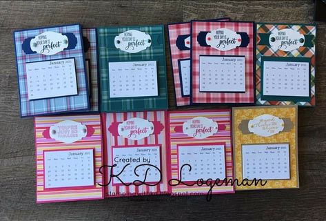 Mini Calendar Ideas, Handmade Desk Calendar, Making Gift Boxes, Easel Calendar, Mini Desk Calendar, Calendar Cards, Post It Note Holders, Calendar Stamps, Calendar Craft