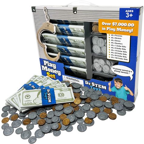 PRICES MAY VARY. The Fun Way to Learn About Money: Do your kids love playing with preschool manipulatives? They’ll have a blast using Dr. STEM Toys Play Money for learning about math, counting, saving, sharing & more. You’ll Swear It’s Genuine: From the custom-tooled plastic coins to the life-size paper bills, this realistic money resembles the real thing. It’s a great way to get kids used to handling actual cash. 400 Pieces in All: You get “$7,000” worth of premium fake cash, all neatly boxed i Batman Pasta, Preschool Manipulatives, Babysitting Aesthetic, Money For Kids, Target Toys, Toy Money, Money Bill, Whatsapp Wallpaper Cute, Play Money & Banking