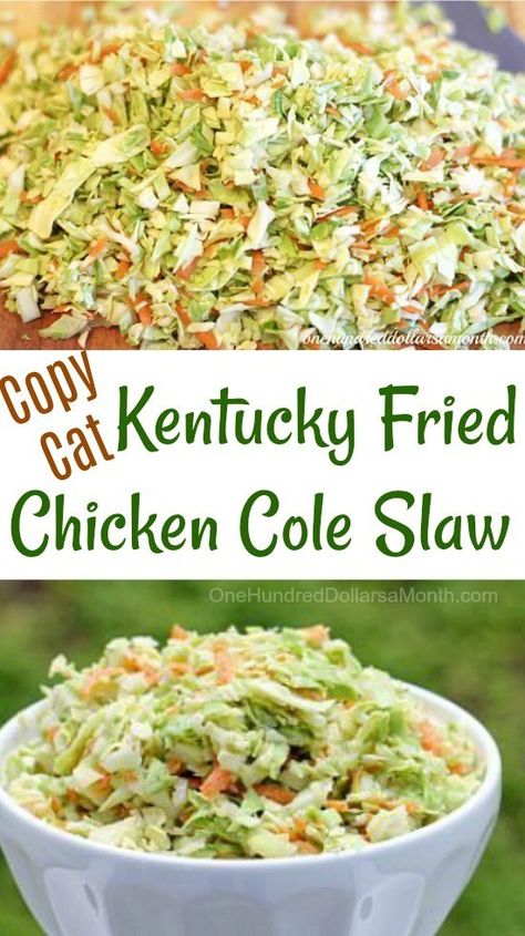 Kentucky Fried Chicken Coleslaw, Fried Chicken Side Dishes, Chicken Coleslaw, Best Coleslaw Recipe, Kfc Coleslaw Recipe, Super Bowl Recipes, Coleslaw Recipe Easy, Slaw Dressing, Kentucky Fried Chicken