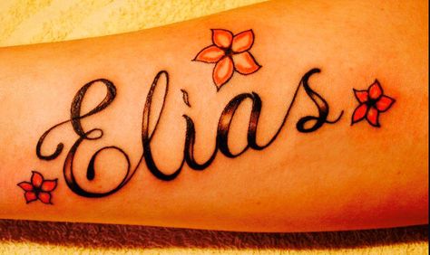 Elias tattoo Top Tattoos For Men, Religious Tattoos For Men, The Best Tattoos For Men, Celtic Tattoos For Men, Animal Tattoos For Men, Best Tattoos For Men, Japanese Tattoos For Men, Baby Name Tattoos, Tattoo Fonts Cursive