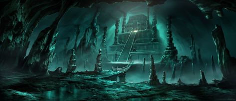 ArtStation - Underground Temple, CASOLARI PASCAL Underground Temple, Ancient Underground City, Aztec Pyramids, Dark Warrior, Illustration Studio, Gothic Wallpaper, Alone In The Dark, Underground Cities, Forgotten Realms