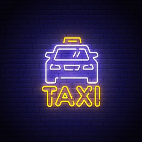 Taxi Logo Design, Taxi Aesthetic, Logo Taxi, Taxi Logo, Neon Sign Aesthetic, Onboarding App, Driver Card, Taxi Car, Sign Aesthetic