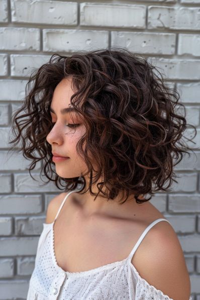 22  Curly Bob Hairstyles Shoulder Curly Haircuts With Layers, Angled Bob Curly Hair, Curly Bob No Bangs, Edgy Short Curly Haircuts, Short Curly Haircut With Bangs, Layered Bob Curly Hair, Bob Cut Wavy Hair, Short Curly Layered Bob, Side Part Curly Bob