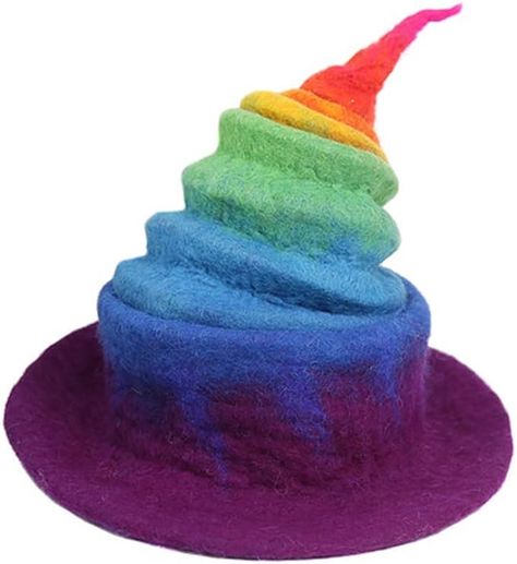 Rainbow Costumes, Festival Fancy Dress, Rainbow Hat, Witch Hat Halloween, Rainbow Hats, Christmas Cosplay, Wizard Hat, Witch Hats, Creative Accessories