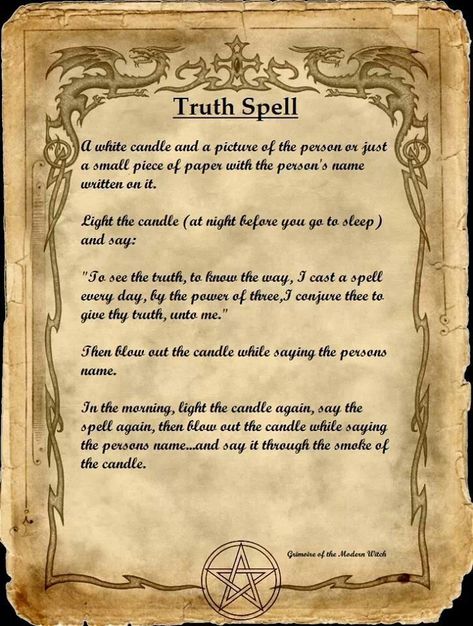 Truth Spell                                                                                                                                                      More Truth Spell, Halloween Spell Book, Halloween Spells, Spells For Beginners, Magic Spell Book, Under Your Spell, Magick Spells, Wiccan Spell Book, Witchcraft Spell Books