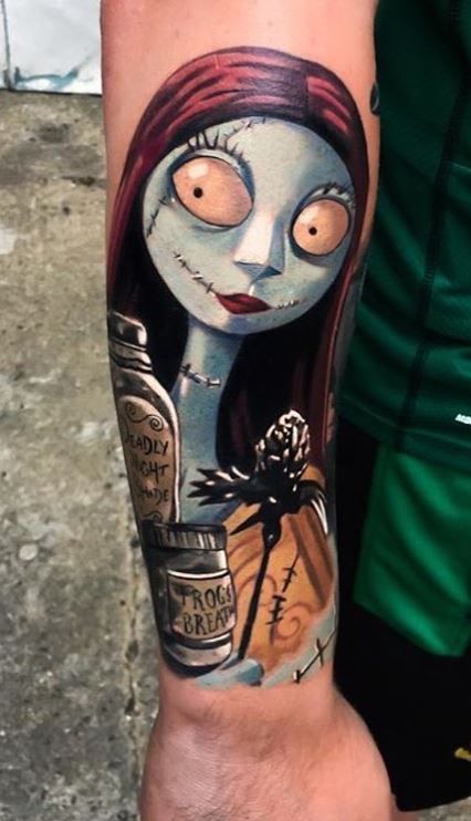 Sally Tattoo, Horror Tattoo Ideas, Jack Skellington Tattoo, Tim Burton Tattoo, Jordan Baker, Scranton Pennsylvania, Nightmare Before Christmas Drawings, Nightmare Before Christmas Tattoo, Christmas Tattoo