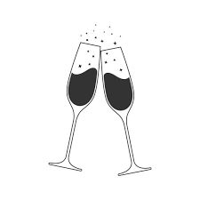 Cheers Glasses Drawing, Champagne Glasses Tattoo, Champagne Glasses Drawing, Champagne Glass Drawing, Champagne Glass Tattoo, Champagne Doodle, Champagne Glass Illustration, Projector Images, Drawing Icons