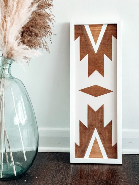 Western Boho Wall Art, Aztec Painted Wall, Southwest Cabin Decor, Western Boho Wall Decor, Aztec Wood Art, Boho Southwest Decor, Aztec Wood Wall Art, Southwest Bedroom, Modern Southwest Decor