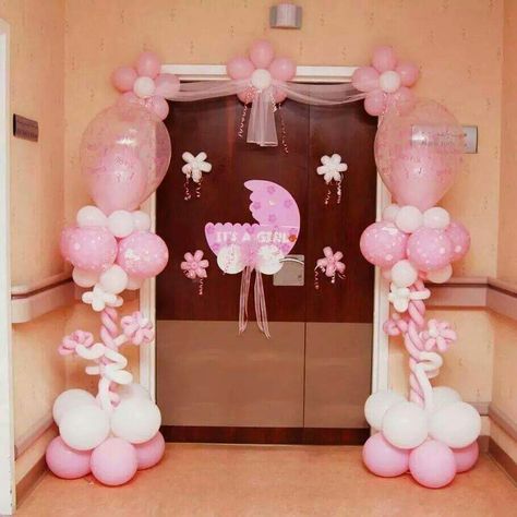 Baby girl Baby Door Decorations, Hospital Door Decorations, Hospital Decoration, Welcome Baby Party, Welcome Home Decorations, Baby Shower Deco, Welcome Home Baby, Hospital Room