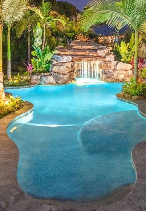 Blue Water Aesthetic, Aesthetic Trees, Tropical Pool Landscaping, Surf Room Decor, Dream Backyard Pool, Surf Room, Freeform Pools, Lagoon Pool, Dream Life House