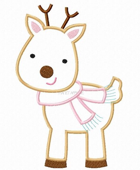 Cute Reindeer Deer Drawings, Reindeer Embroidery, Rain Deer, Deer Drawing, Cute Reindeer, Candle Mat, Penny Rugs, Wool Applique, Christmas Embroidery