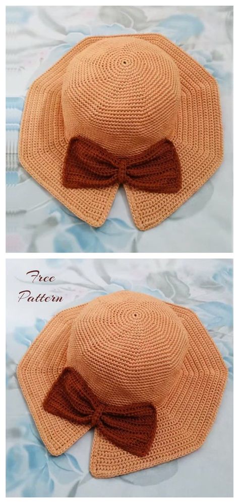 Crochet Bow Hat Pattern Crochet Bow Hat, Pola Kupluk, Crochet Bow Pattern, Pola Topi, Crochet Bow, Bikinis Crochet, Crochet Bows, Simple Crochet, Crochet Beanie Pattern