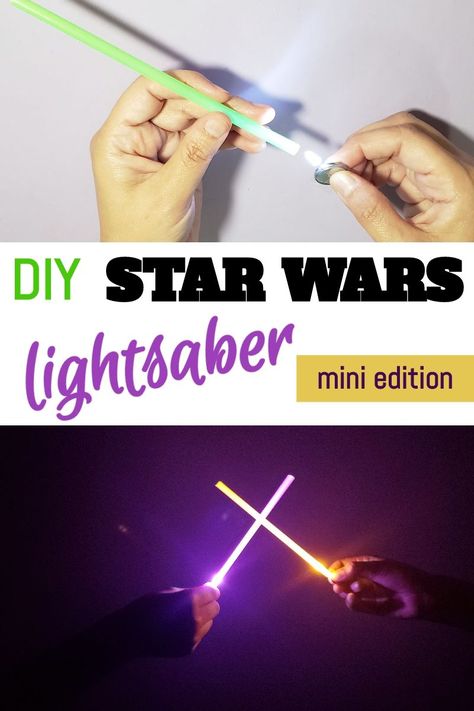 If you've got a Star Wars fan then this lightsaber mini edition is a great craft for them. All you need is a plastic straw, LED light and coin battery. Star Wars Diy Crafts, Mini Lightsaber, Lightsaber Colors, Diy Lightsaber, Diy Star Wars, Star Wars Lightsaber, Happy Star Wars Day, Diy Straw, Star Wars Crafts