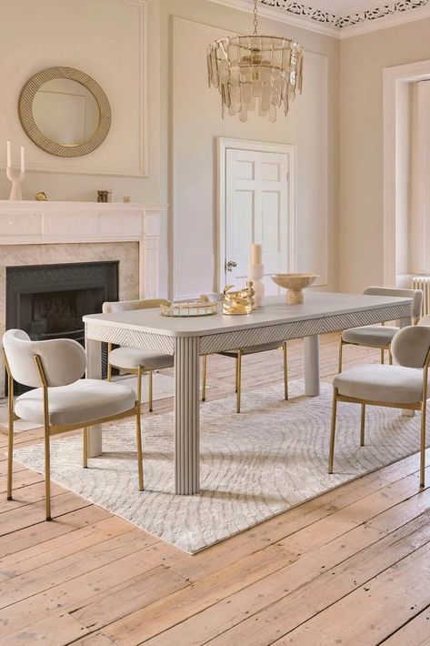 Square Dining Table Decor, Restoration Hardware Dining Room, Cream Dining Room, Restoration Hardware Dining, Mango Wood Dining Table, Neutral Dining Room, Diner Table, Dining Table Light, Dining Table In Living Room