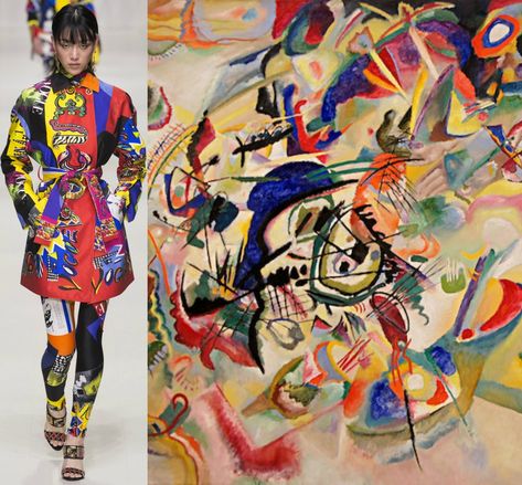 Versace - Wassily Kandinsky Art Classic Paintings, Image Consulting, 2018 Runway, Wardrobe Styling, Year 9, Paris Jackson, Image Consultant, Fauvism, Classic Paintings