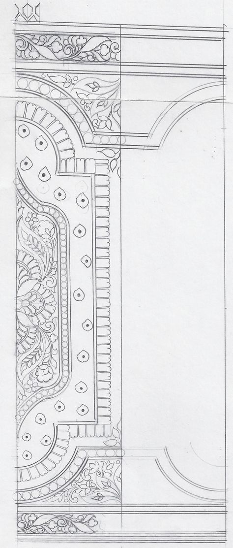 Jeqcard sketching (Pallu) Pallu Designs, Fashion Design Collection, Border Embroidery Designs, Textile Pattern Design, Border Embroidery, Tracing Paper, Embroidery Motifs, Traditional Motifs, Mandala Design Art