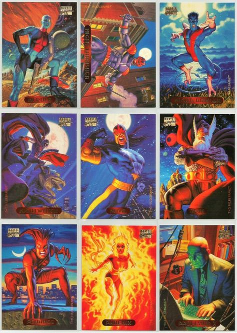 1994 Marvel Masterpieces | Muddy Colors Marvel Trading Cards, Tim Hildebrandt, Marvel Masterpieces, Men 90s, Marvel Cards, Book Artwork, Comic Book Artwork, Cards Art, Collectible Trading Cards