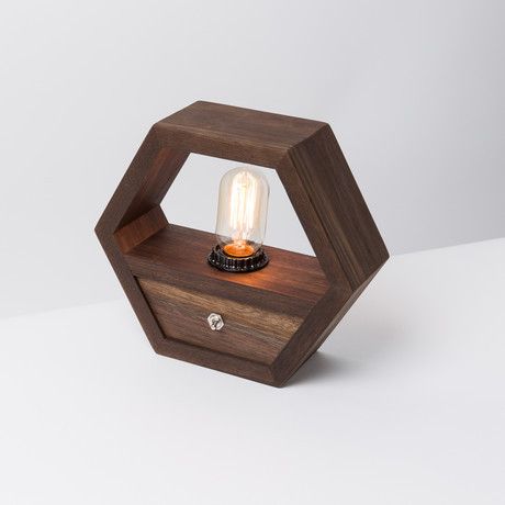 Walnut Hexagon Lamp Hexagon Lamp, Diy Luminaire, German Word, Lamp Blue, Bee Boxes, Edison Lamp, I Love Lamp, Wooden Lamp, Dark Brown Color