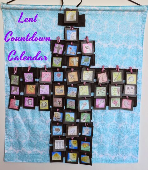 Lent Bulletin Boards Catholic, Lent Calendar, Lent Ideas, Easter Calendar, Easter Countdown, Disney Countdown, Advent Calenders, Countdown Calendar, Mom Diy